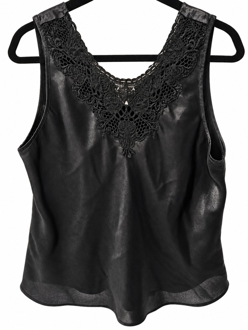 Cinema Exoile Black Lace Tank L Whimsygoth Gothic Y2K Satin
